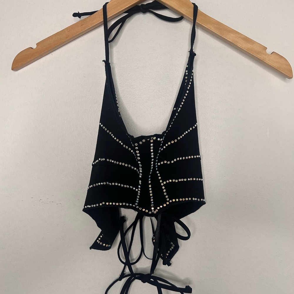 Rhinestone Butterfly Halter Top | Festival Rave Party Crop Top